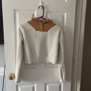 Stylish White and Tan Women's Sweater